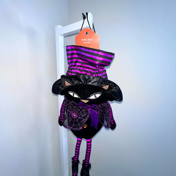 Pier 1 Imports Scary Black Cat Wine Bottle Travel Carrier - Picture 9 of 13